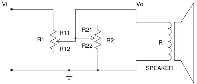 Esquema de um L-pad.